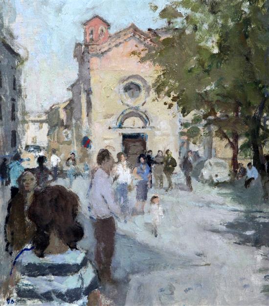 § Bernard Dunstan RA (b.1920) Street in Volterra, 1-3-80, 11.75 x 10.5in.